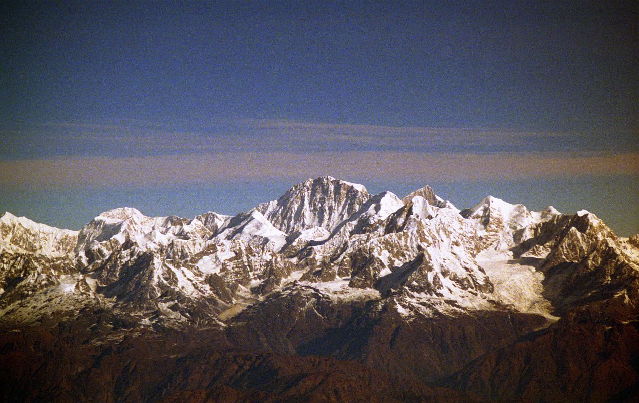 Everest 1997 Shishapangma From Mountain Flight Here is a great view of the South West face of Shishapangma, first climbed by a small British team in 1982 in alpine style, with Alex McIntyre, Doug Scott, and Roger Baxter-Jones reaching the summit.